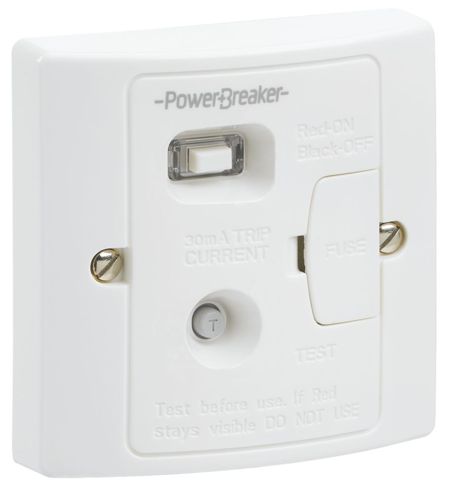 PowerBreaker 13A Unswitched Passive RCD Fused Spur & Flex Outlet with Neon White with Colour-Matched Inserts