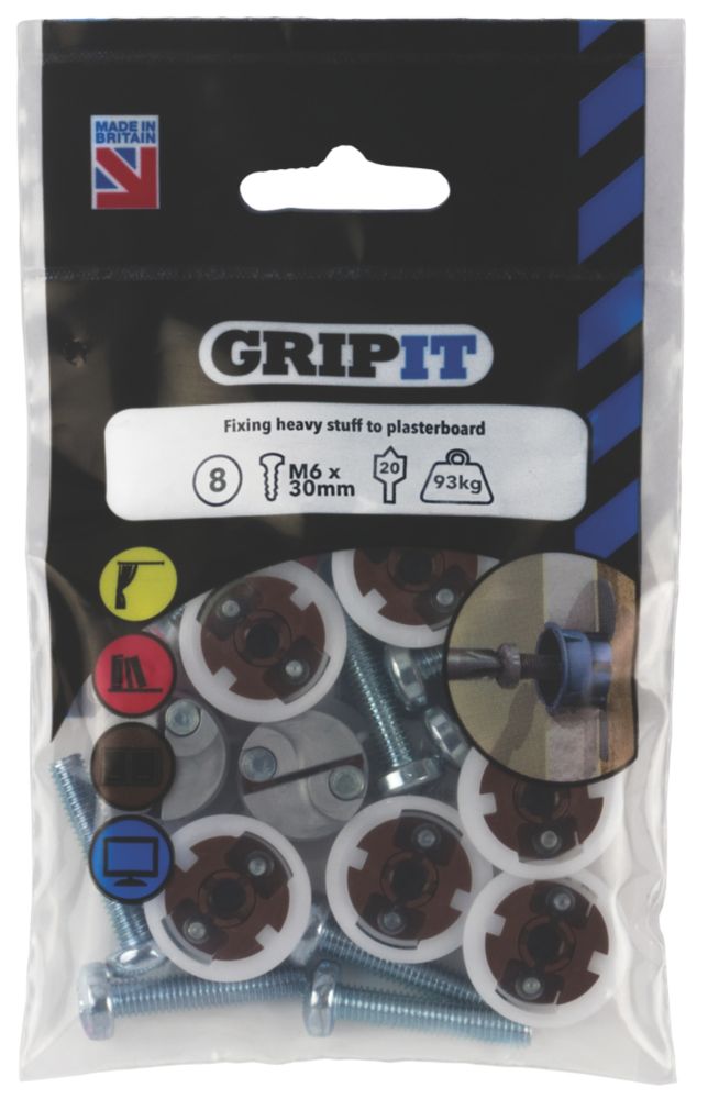 GripIt Plasterboard Fixing 20 x 14mm 8 Pack