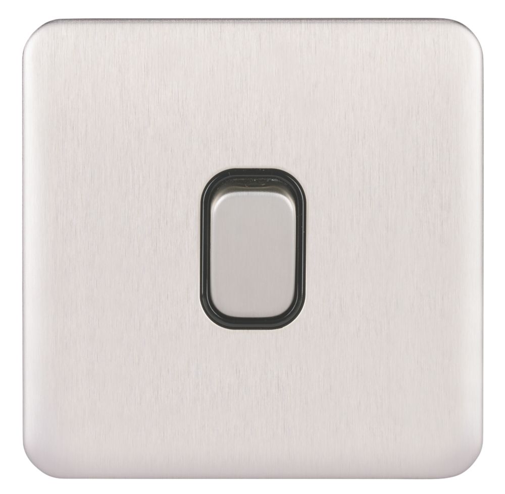 Schneider Electric Lisse Deco 10AX 1-Gang Intermediate Switch Brushed Stainless Steel with Black Inserts