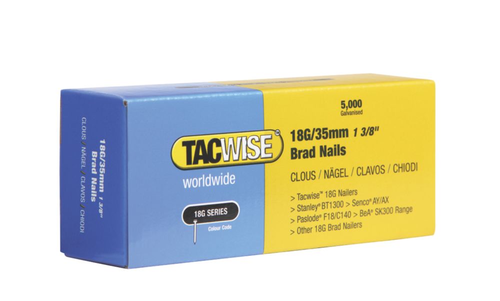 Tacwise Galvanised Brad Nails 18ga x 35mm 5000 Pack