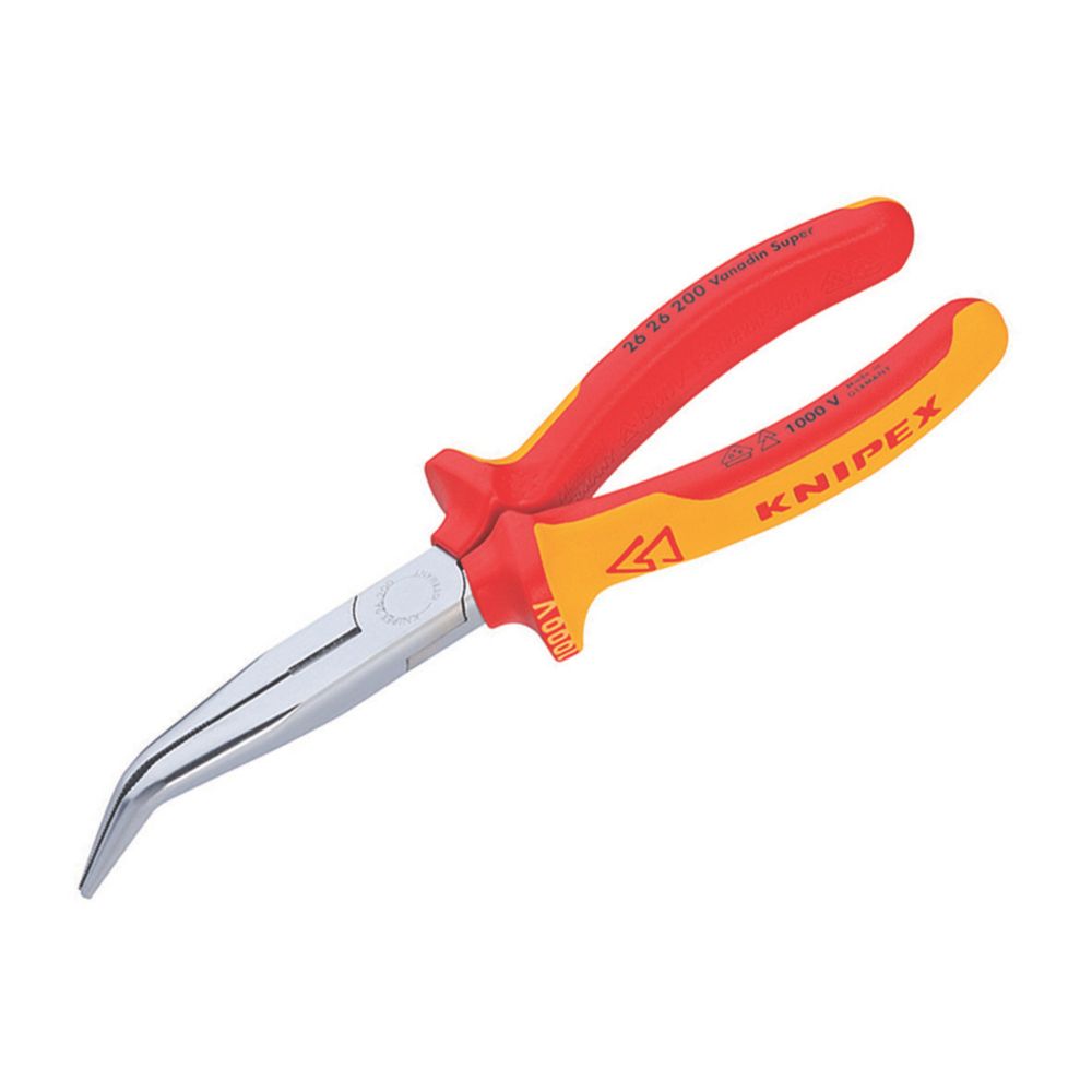 Knipex Vde Bent Long Nose Side Cutting Pliers 8 200mm Pliers Cutters Screwfix Com