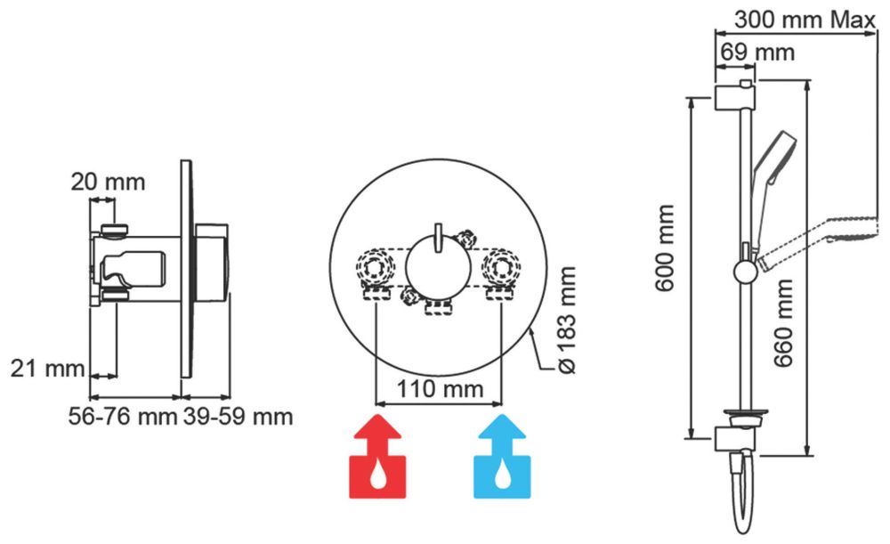 Mira Minilite BIV Rear-Fed Concealed Chrome Thermostatic Shower