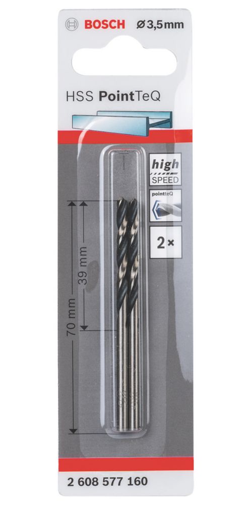 Bosch Straight Shank Drill Bit 3.5 x 70mm 2 Pack