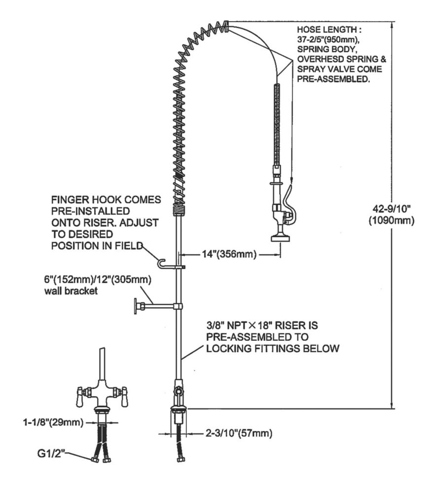 Franke Pre-Rinse Spray SCRF1061X Deck-Mounted Overhead Pull-Out Mono Mixer Chrome