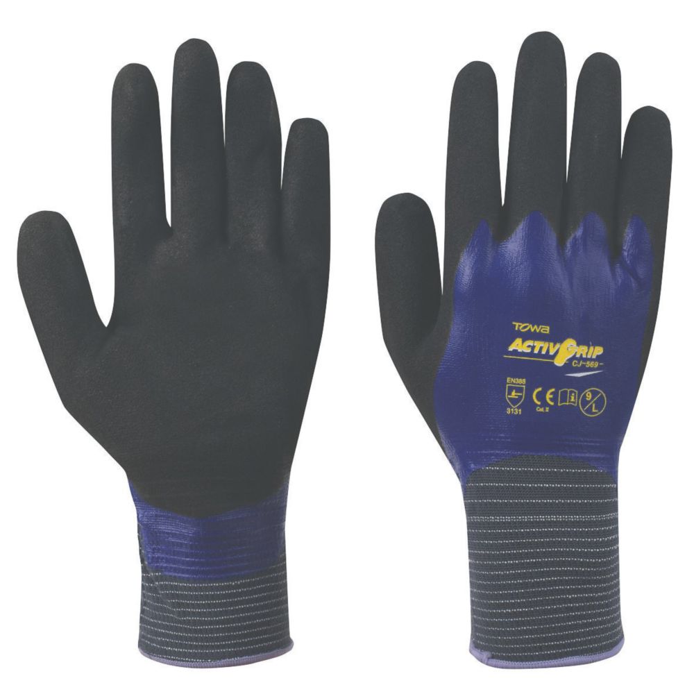 Towa ActivGrip CJ-569 Nitrile Fully-Coated Gloves Purple Large Reviews