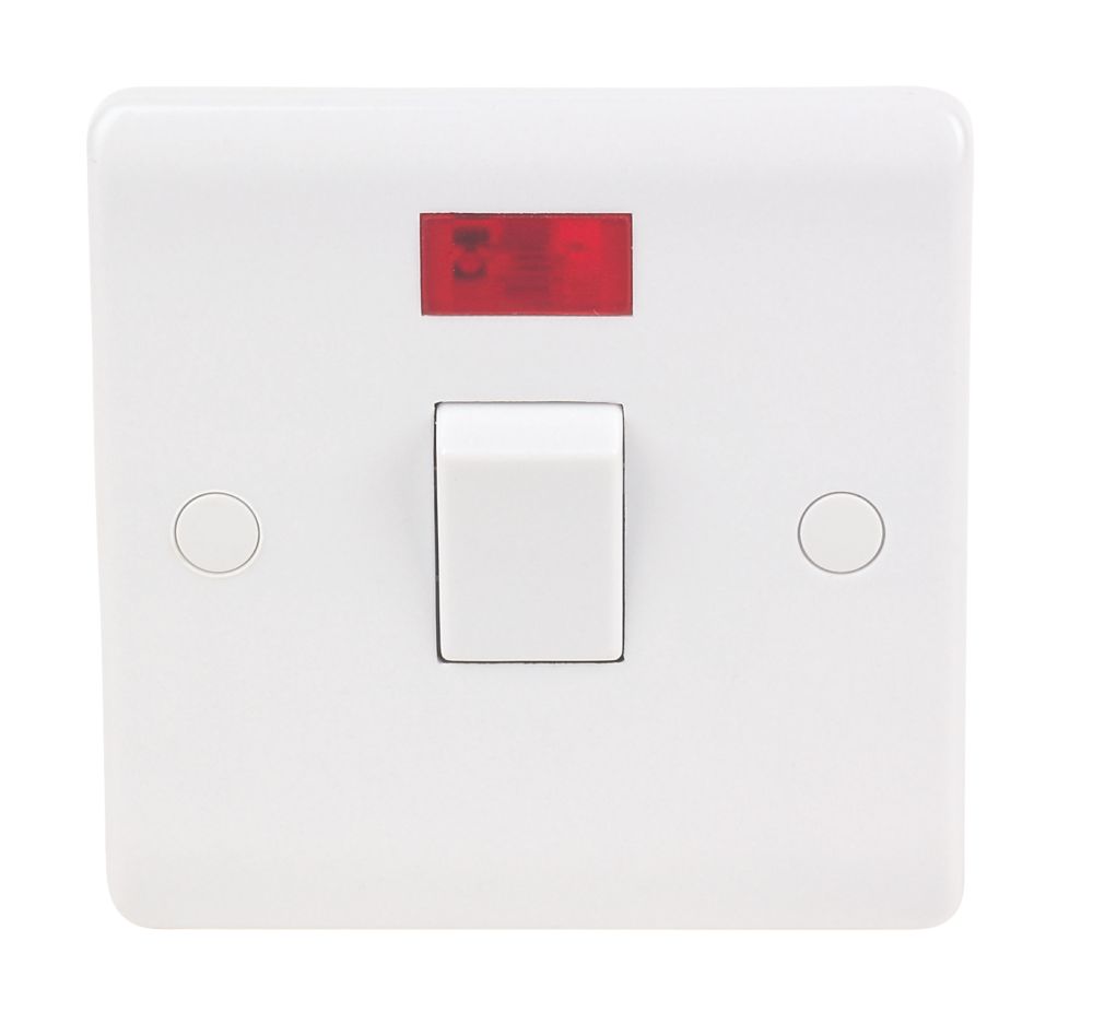 LAP 20A 1-Gang DP Control Switch White with Neon with White Inserts