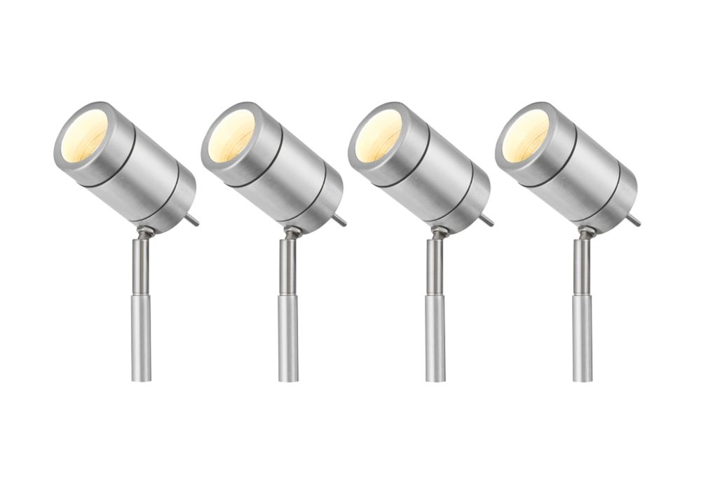 Vista Outdoor LED Spike Light Kit Brushed Silver 12W 4 Pack