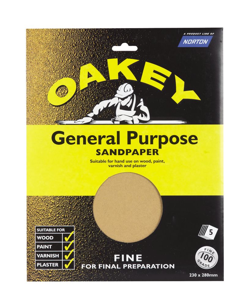 Oakey Glass Paper Unpunched 280 x 230mm 100 Grit 5 Pack Reviews