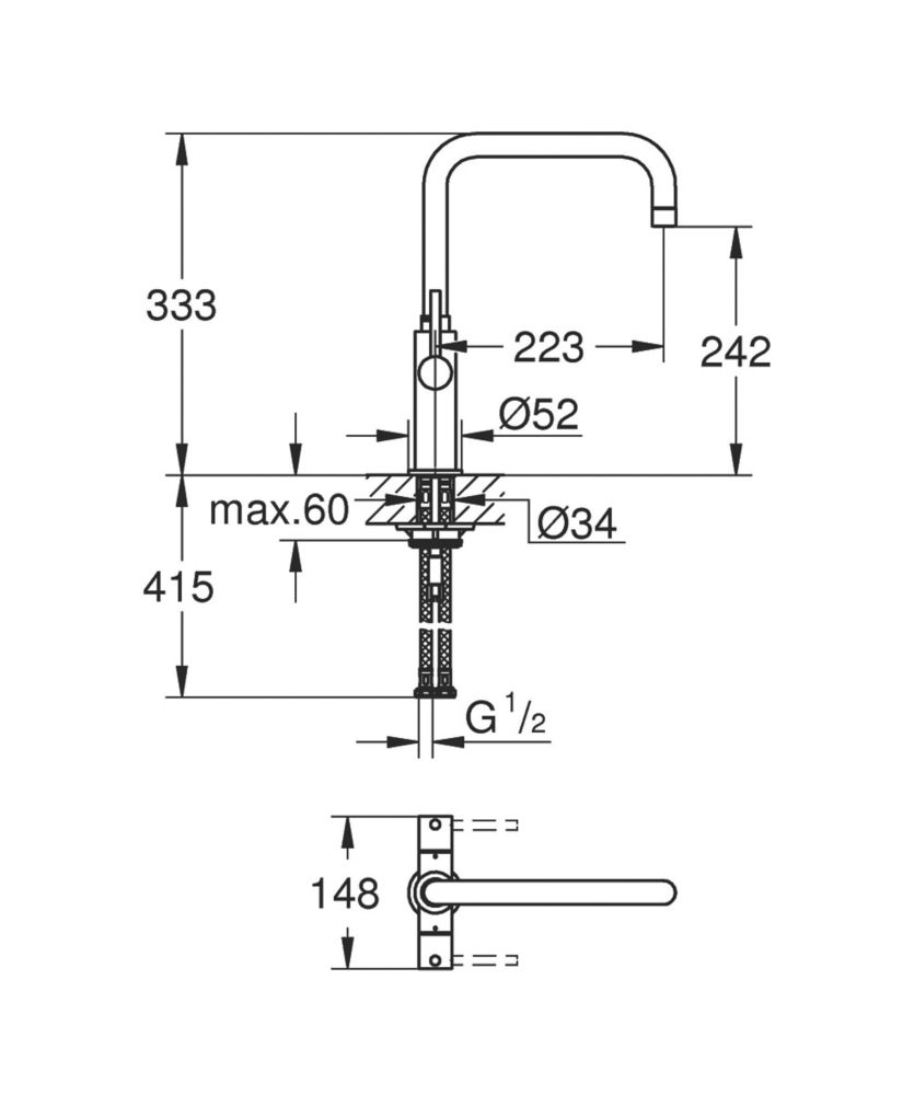 Grohe Ambi Dual-Lever Mono Mixer Kitchen Tap Chrome