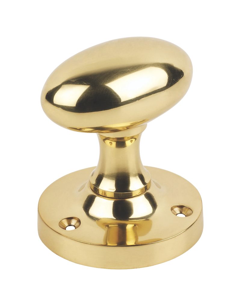 Smith & Locke Oval Mortice Knobs Pair Polished Brass 55mm