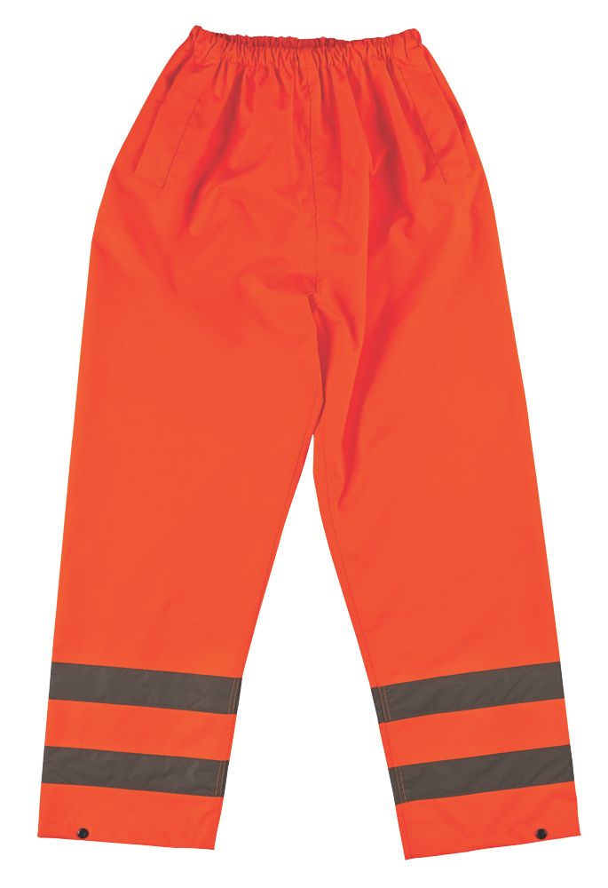 Hi-Vis Trousers Elasticated Waist Orange Large 26-46