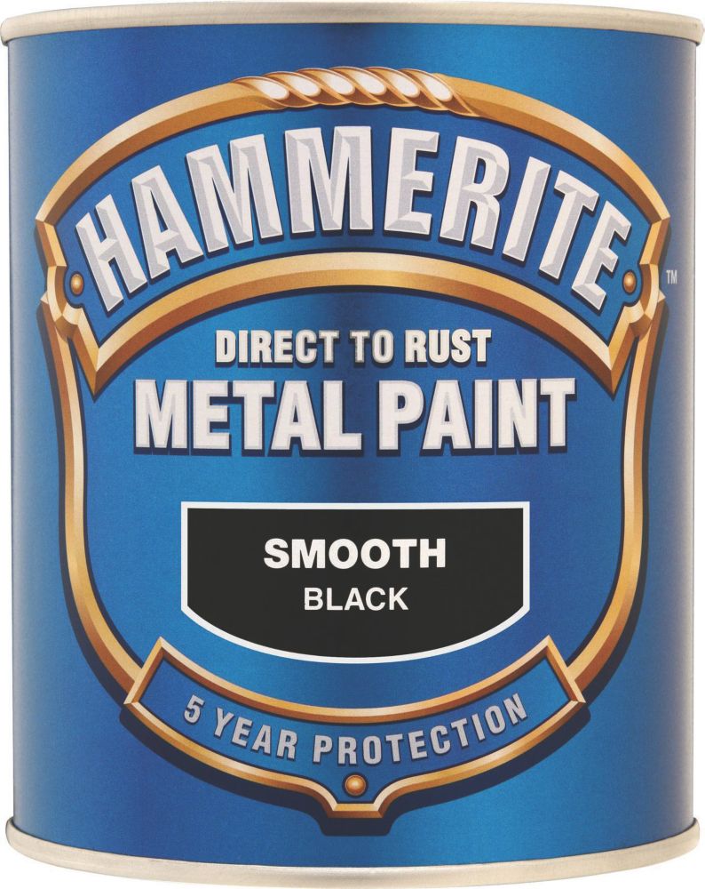 Hammerite Smooth Metal Paint Black 750ml