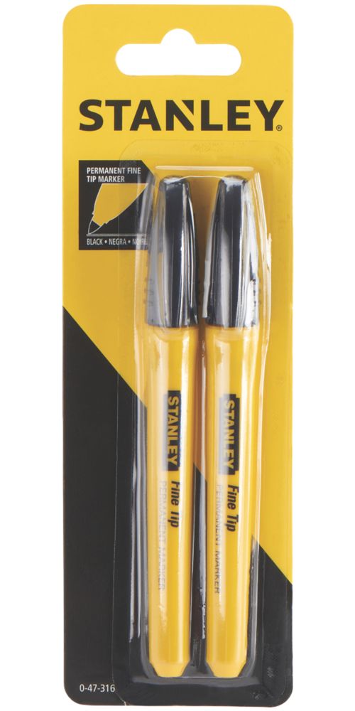 Stanley Black Fibre Permanent Marker 2 Pack