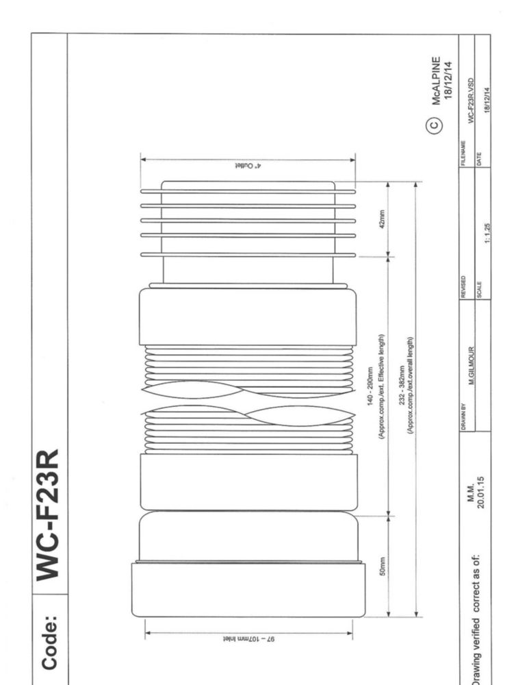 McAlpine WC-F23R Flexible WC Pan Connector White 97-107mm