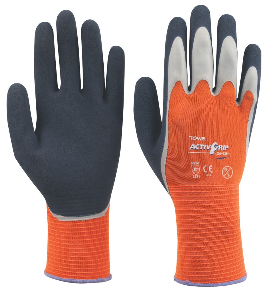 Towa XA-325 Latex-Coated Finger Gloves Orange Large Reviews