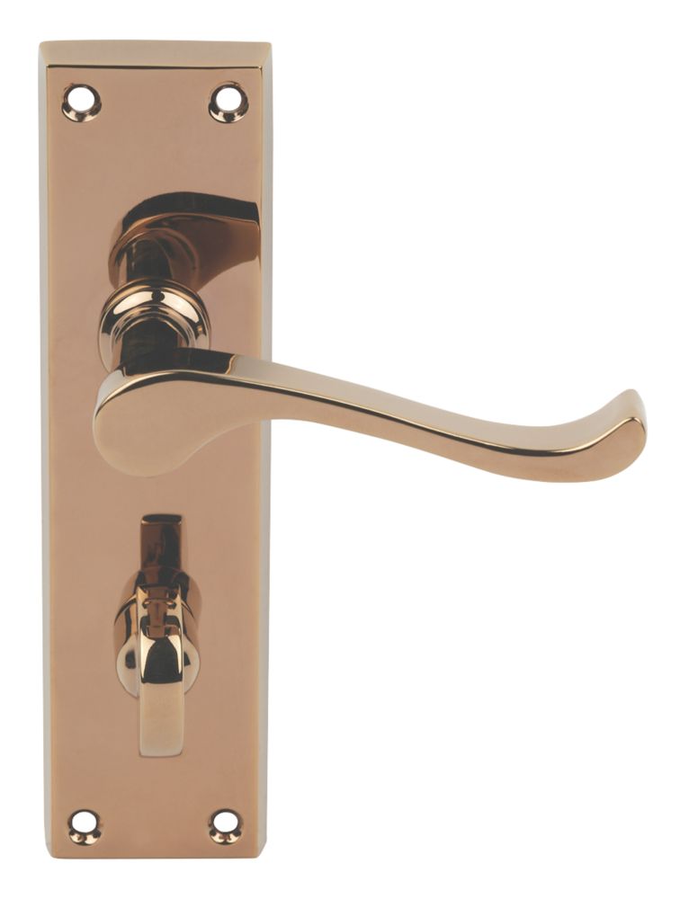 Carlisle Brass Victorian Scroll Lever on Backplate WC Door Handles Pair Polished Copper Reviews