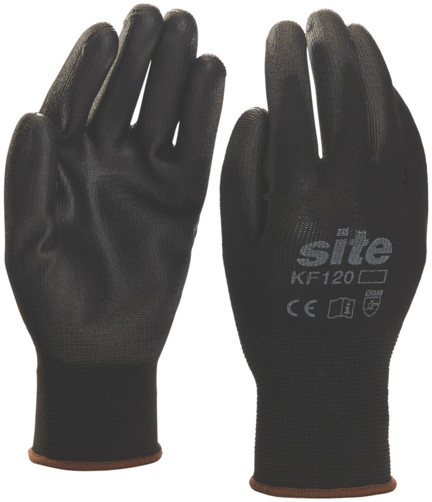 Site KF120 PU Palm Dip Gloves Black Large Reviews