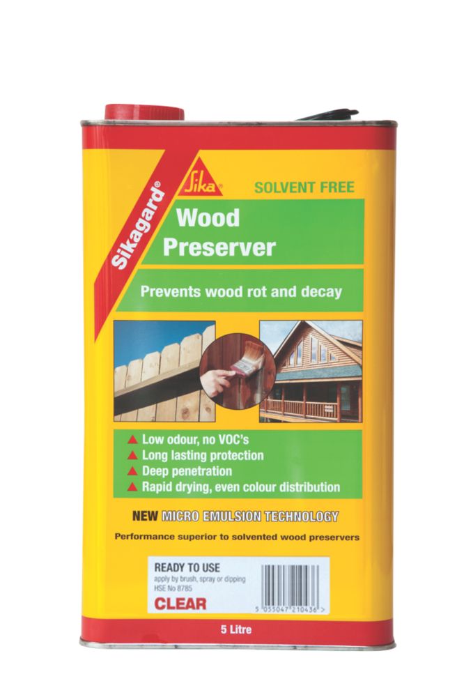 Sika Wood Preserver Clear 5ltr Wood Preservative Screwfix Com