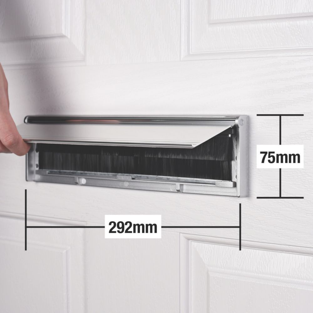 Stormguard Brush Letter Plate Chrome 292 X 75mm Letter Boxes