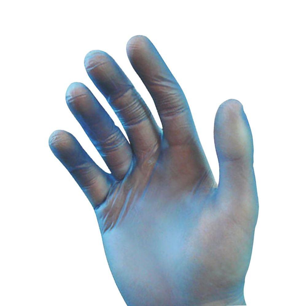 Shield 2602072 Vinyl Powdered Disposable Gloves Blue Large 100 Pack