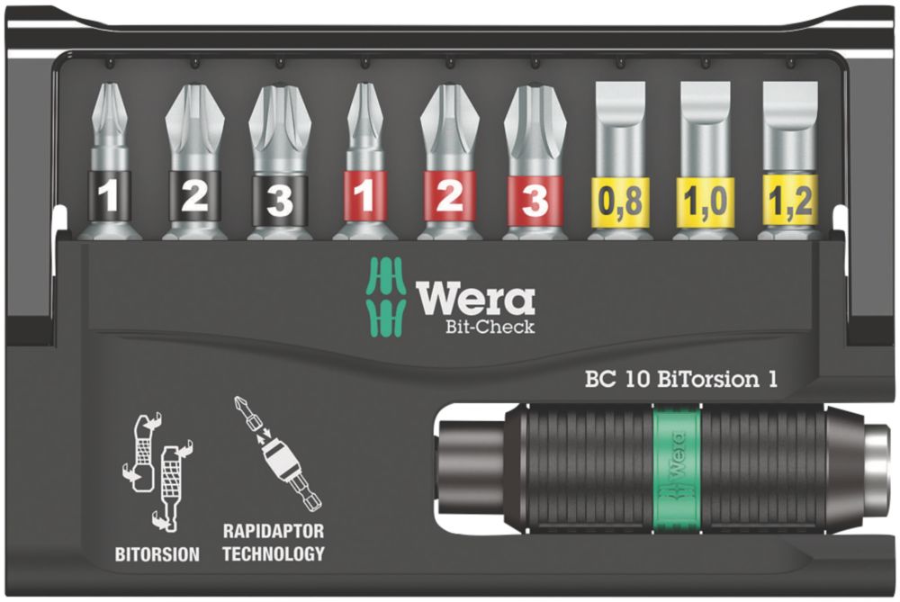 Wera Bit-Check Mixed BiTorsion Tough Screwdriver Bit Set 10 Pieces