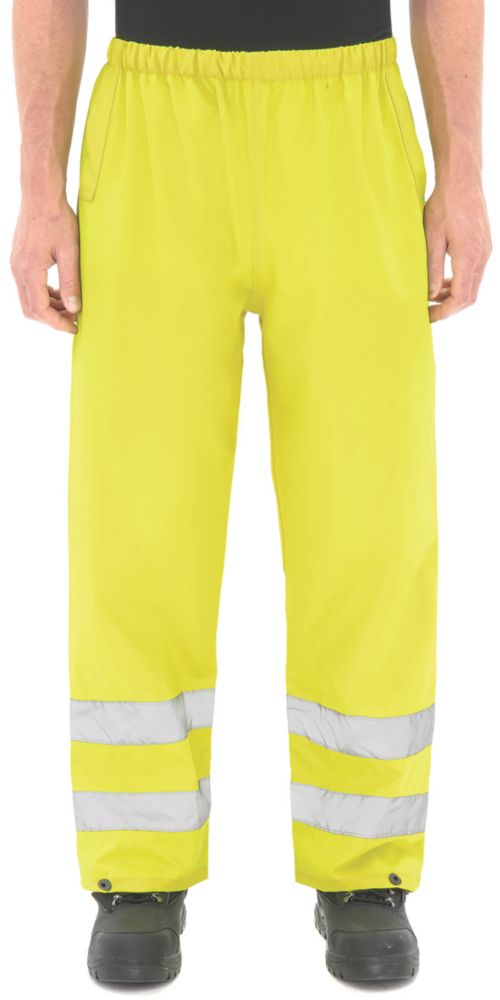 Hi-Vis Reflective Trousers Elasticated Waist Yellow Large 26-46