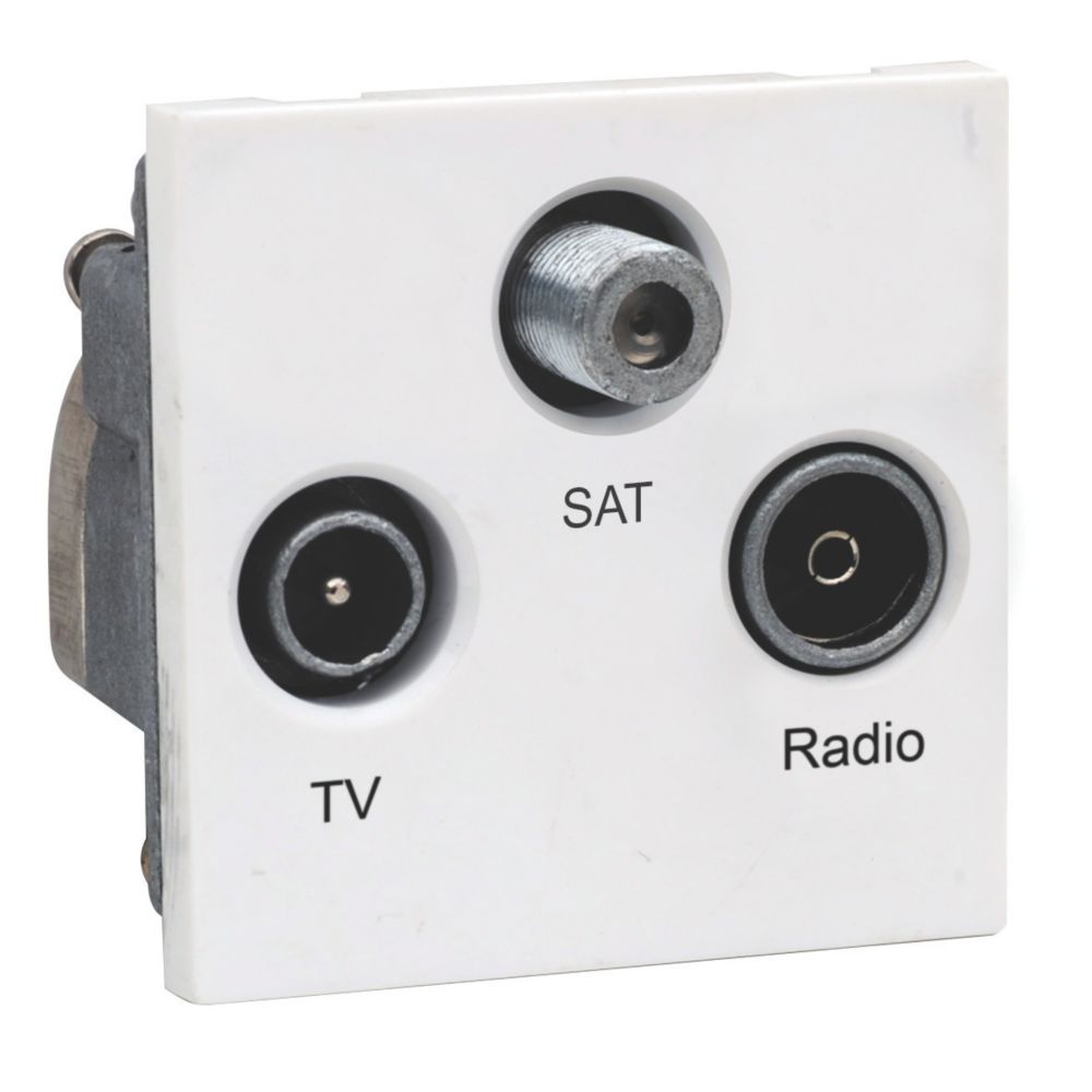 LAP TV, FM & Satellite Screened Triplex Grid Module White