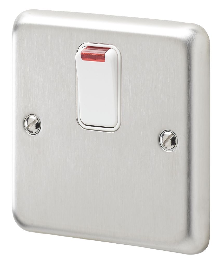 MK Albany Plus 20AX 1-Gang DP Control Switch Brushed Stainless Steel with Neon with White Inserts Reviews