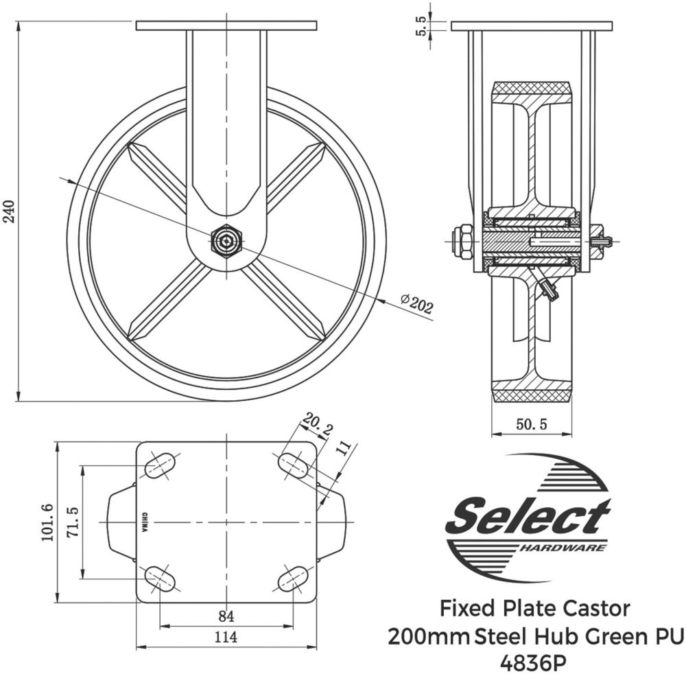 Select Fixed Castor 200mm