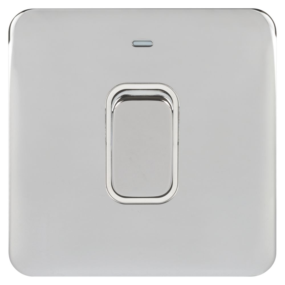 Schneider Electric Lisse Deco 50A 1-Gang DP Cooker Switch Polished Chrome with LED with White Inserts