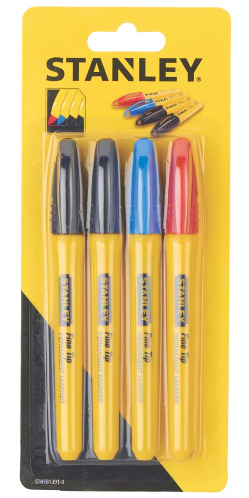 Stanley Mixed Colours Fibre Permanent Marker 4 Piece Set