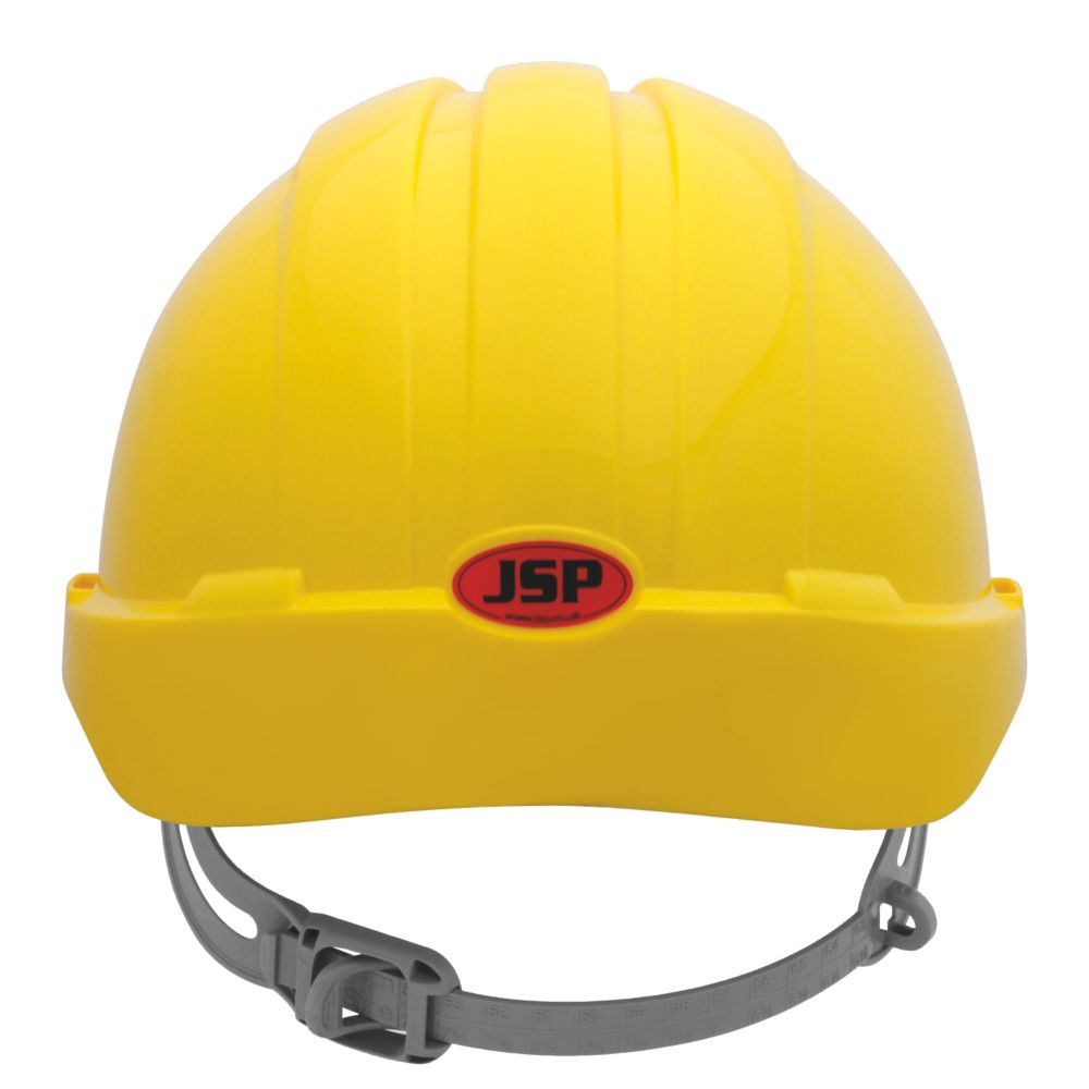 JSP EVO2 Mid Peak Slip-Ratchet Vented Safety Helmet Yellow