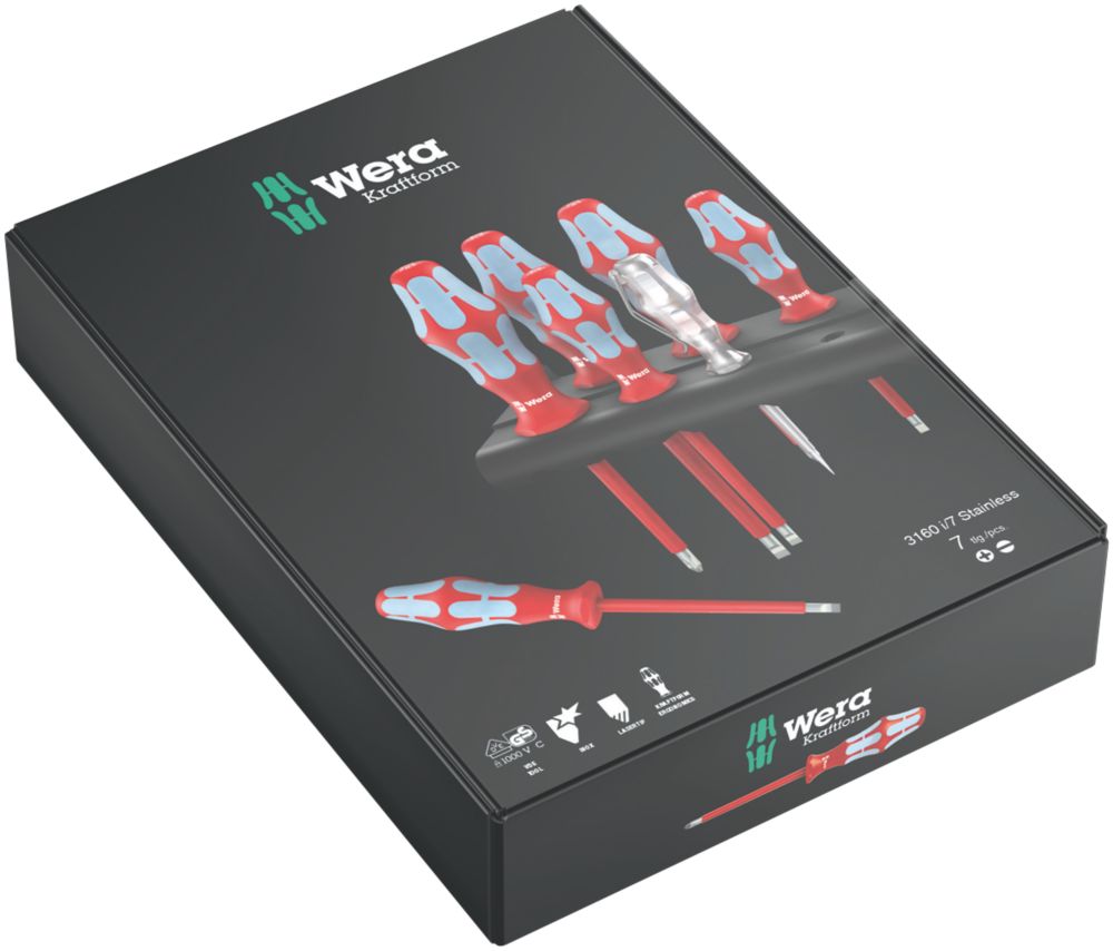 Wera Kraftform Plus Mixed VDE Lasertip Screwdriver Set 7 Pieces