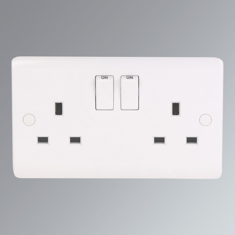 LAP 13A 2-Gang DP Switched Plug Socket White 5 Pack