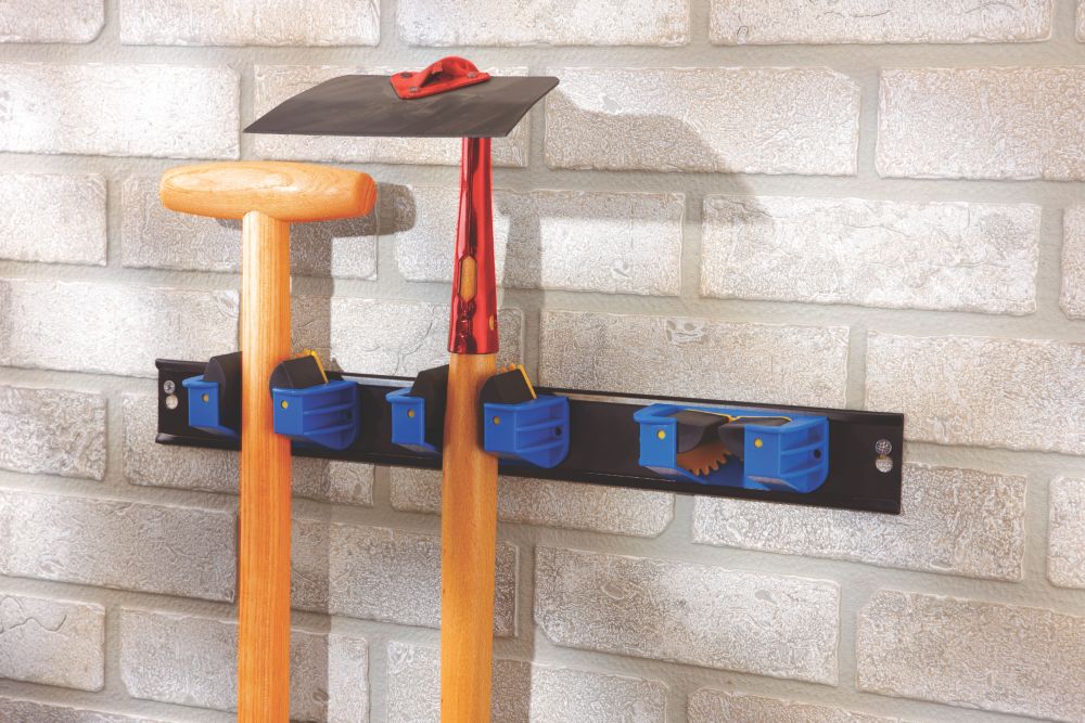 Smith Locke 3 Tool Hanger Rail Black Blue 48mm Storage Hooks Screwfix Com