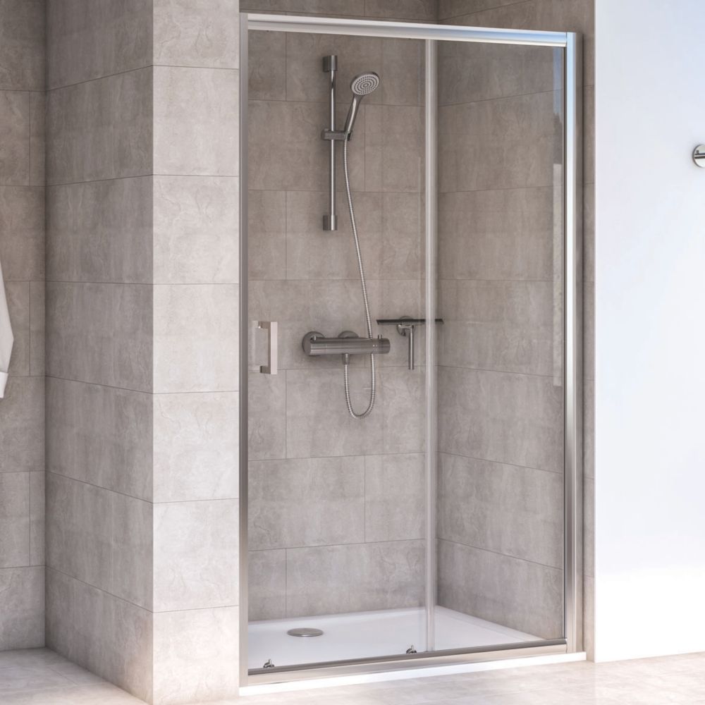 Aqualux Edge 6 Sliding Shower Door Polished Silver 1200 X 1900mm