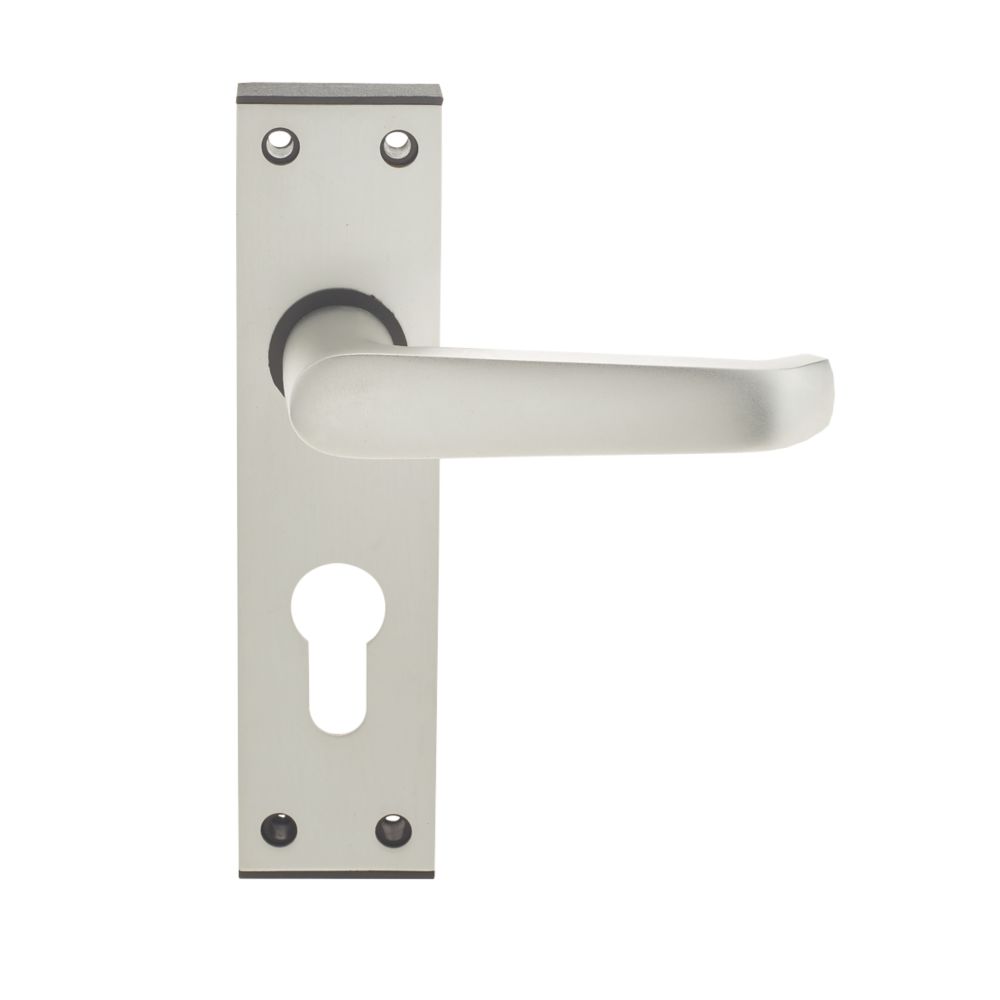 Union Ambassador Lever on Backplate Euro Lock Door Handle Pair Satin Aluminium Reviews