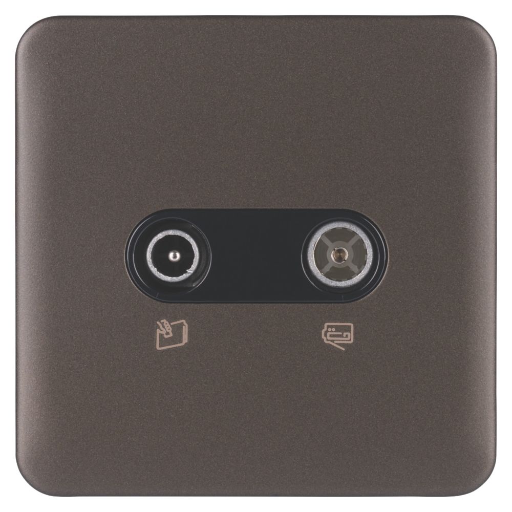 Schneider Electric Lisse Deco 1-Gang Duplex Multimedia Socket Mocha Bronze with Black Inserts