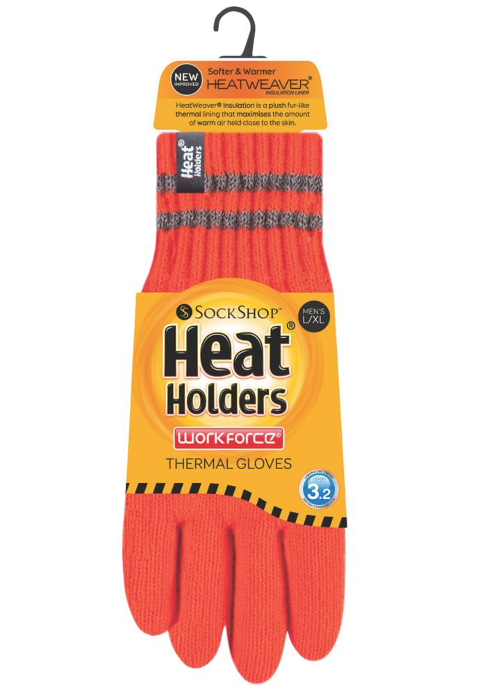 SockShop Heat Holders Thermal Gloves Orange Large / X Large