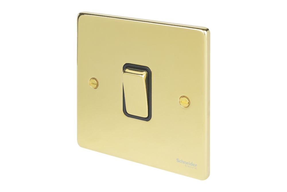 Schneider Electric Ultimate Low Profile 16AX 1-Gang 2-Way Light Switch Polished Brass with Black Inserts Reviews