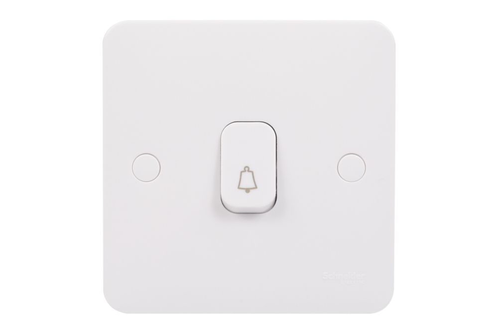 Schneider Electric Lisse 10AX 1-Gang 1-Way Retractive Bell Switch White with White Inserts