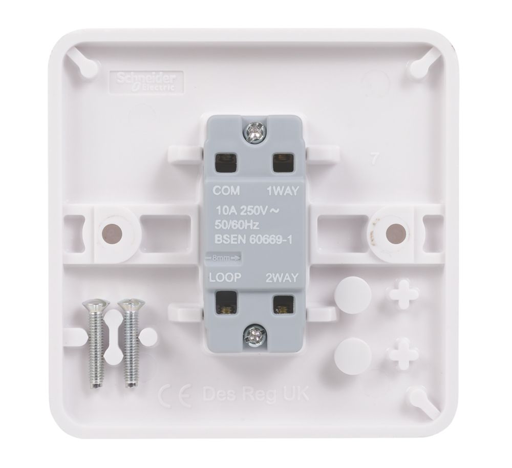 Schneider Electric Lisse 10AX 1-Gang 1-Way Retractive Bell Switch White with White Inserts