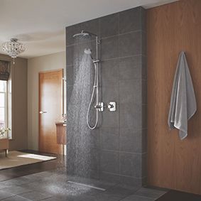 Mira Adept Rear-Fed Concealed Chrome Thermostatic Shower w/Hand Shower/ Deluge Head