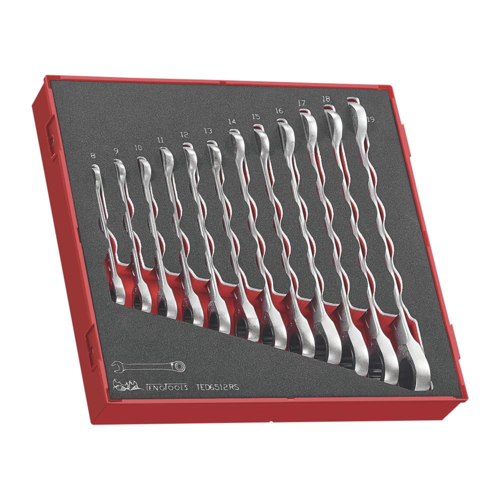 Teng Tools TED6512RS Ratchet Metric Spanner Set 12 Pieces