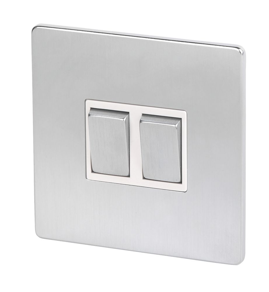 LAP 10AX 2-Gang 2-Way Light Switch Brushed Chrome with White Inserts Reviews