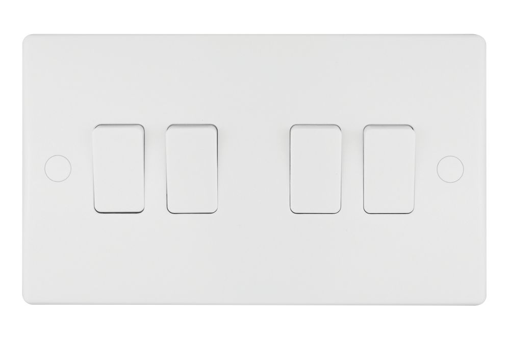 Schneider Electric Ultimate Slimline 10AX 4-Gang 2-Way Light Switch White with White Inserts