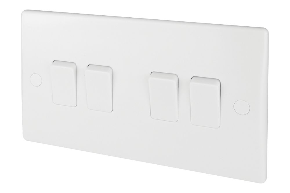 Schneider Electric Ultimate Slimline 10AX 4-Gang 2-Way Light Switch White with White Inserts Reviews