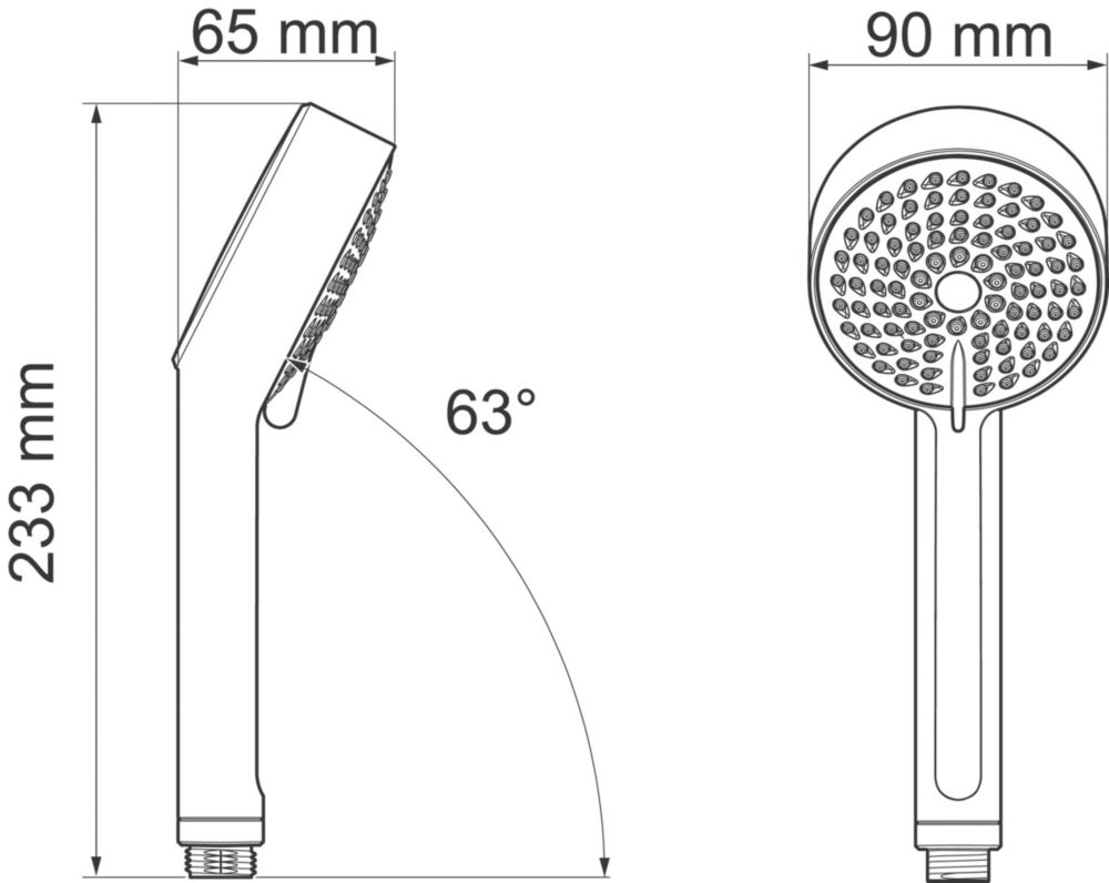 Mira Beat Shower Handset Chrome 90 x 233mm