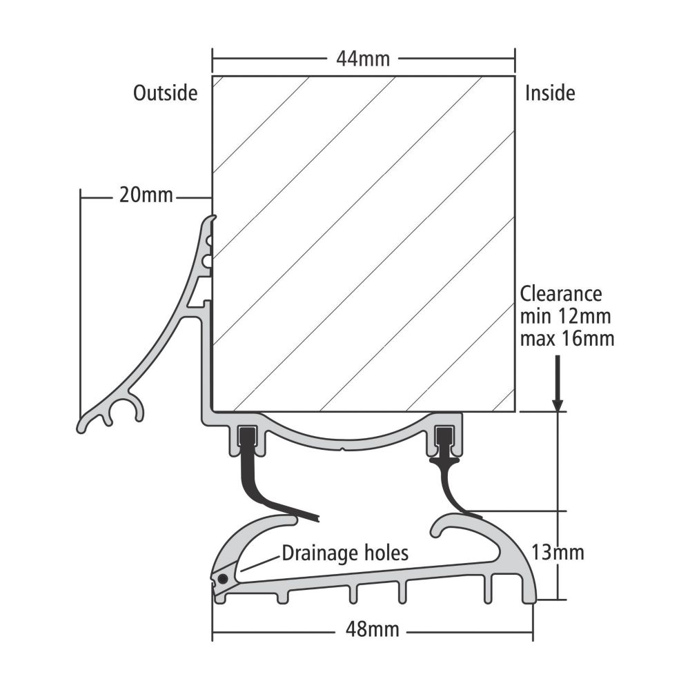 Stormguard 2-Part Trimline Threshold Polished Aluminium 914mm