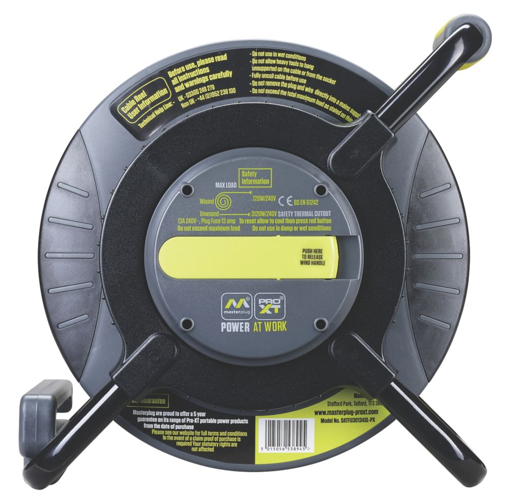 PRO XT OATFU30134SL 13A 4-Gang 30m Cable Reel 240V